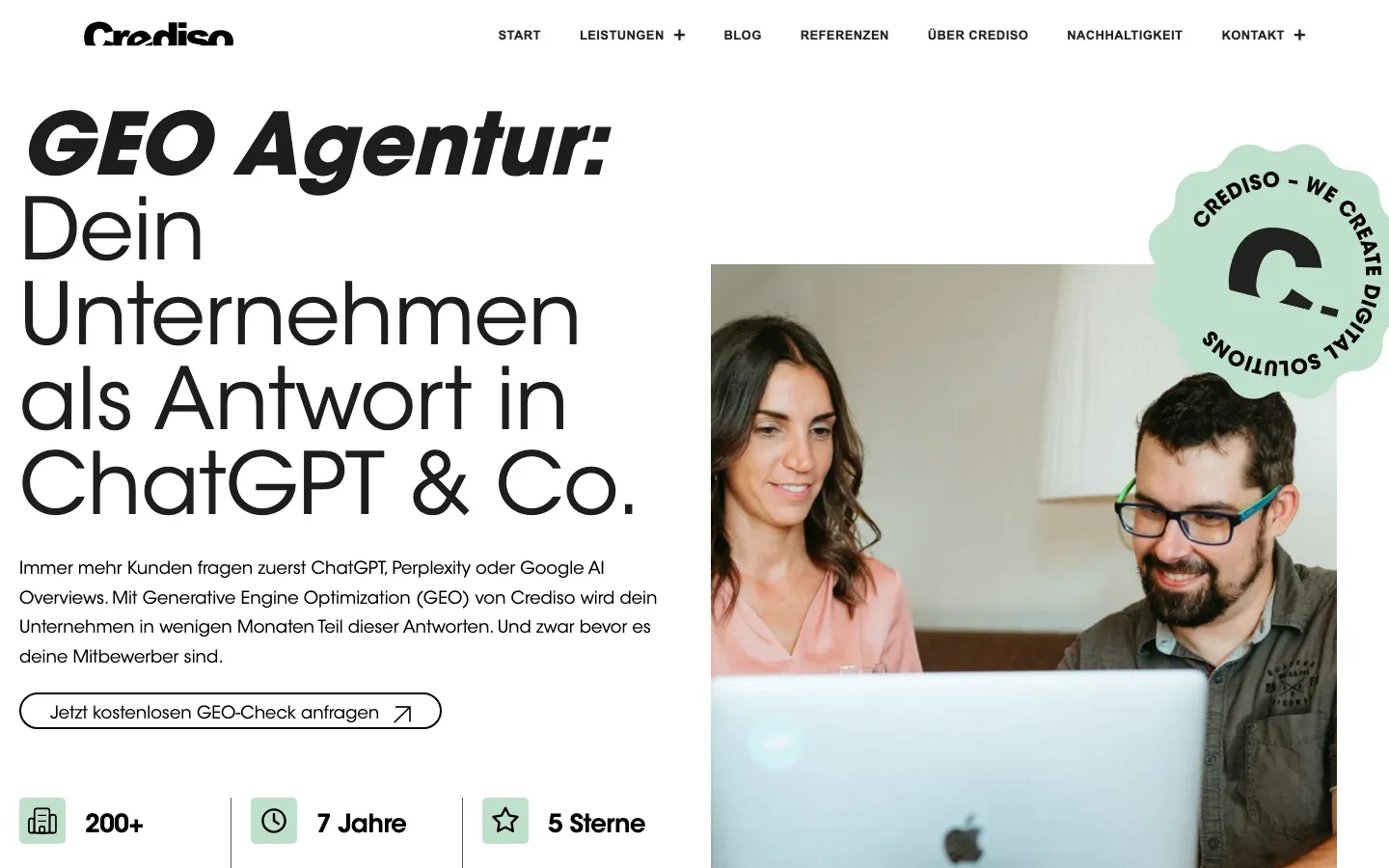Die GEO-Seite von Crediso (crediso.io) am 15. Oktober 2026