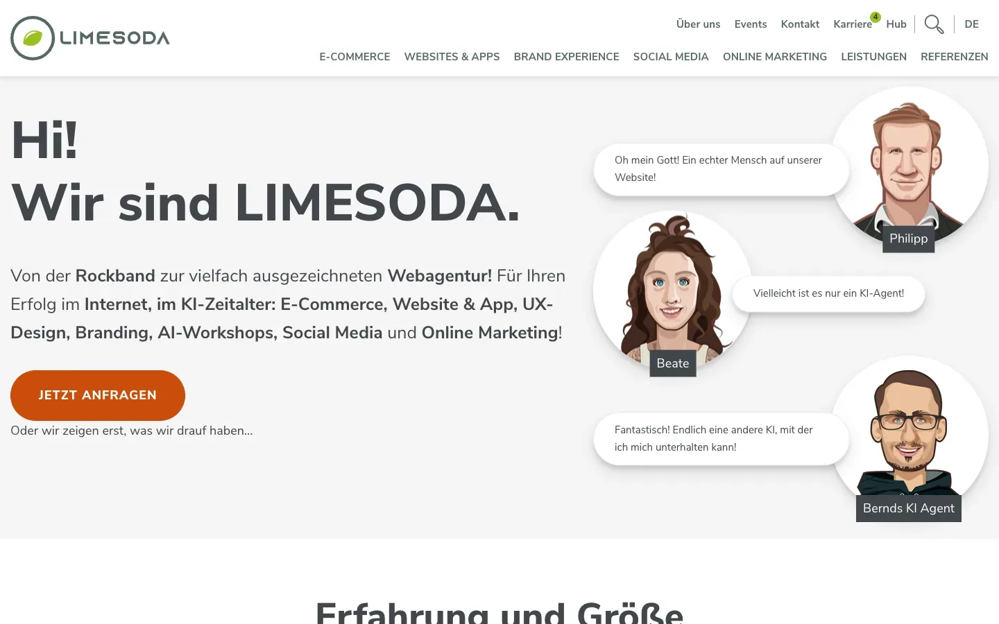 Die Startseite von LIMESODA (limesoda.com) am 10. Oktober 2026