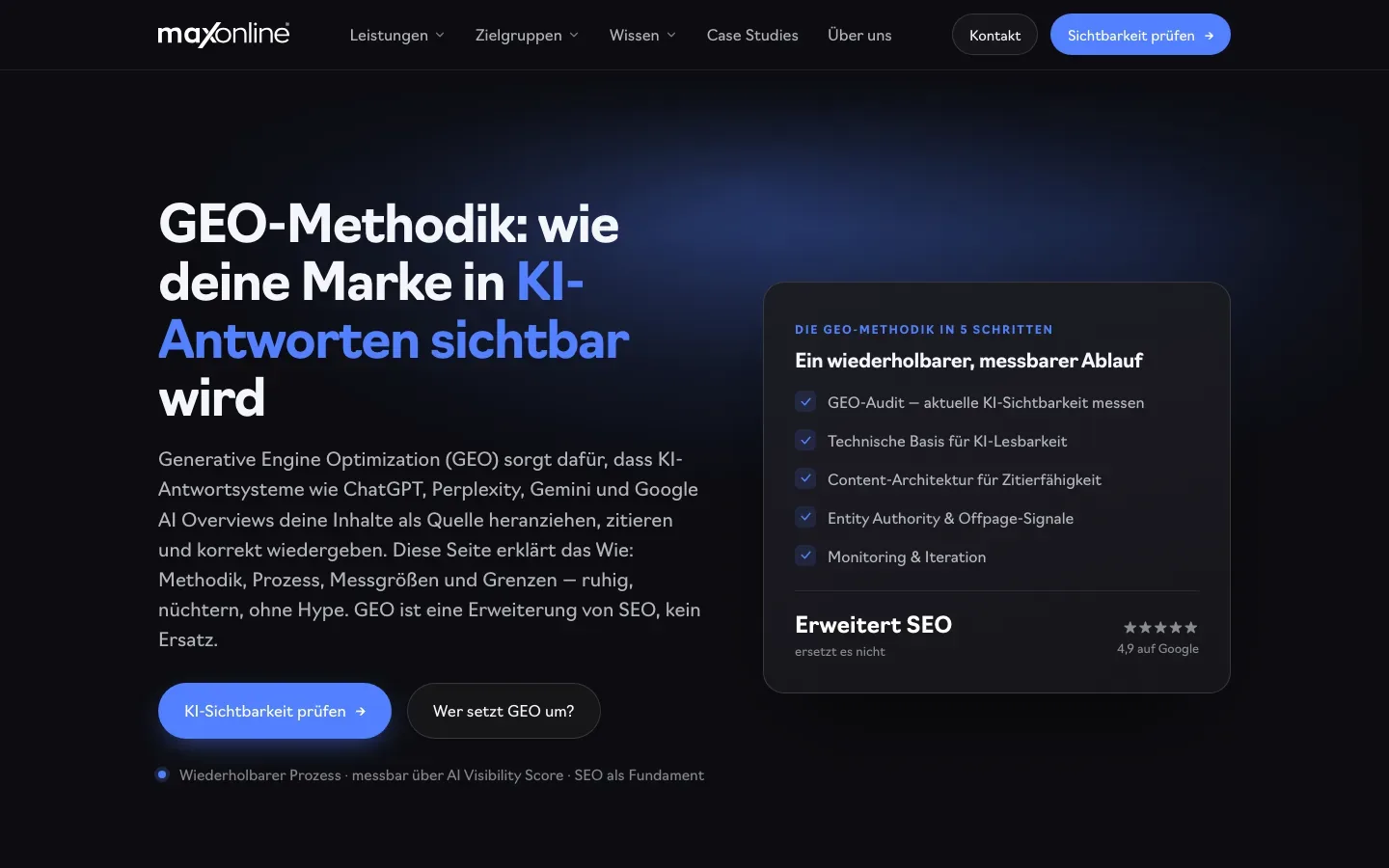 Die GEO-Seite von maxonline (max-online.at) am 15. Oktober 2026