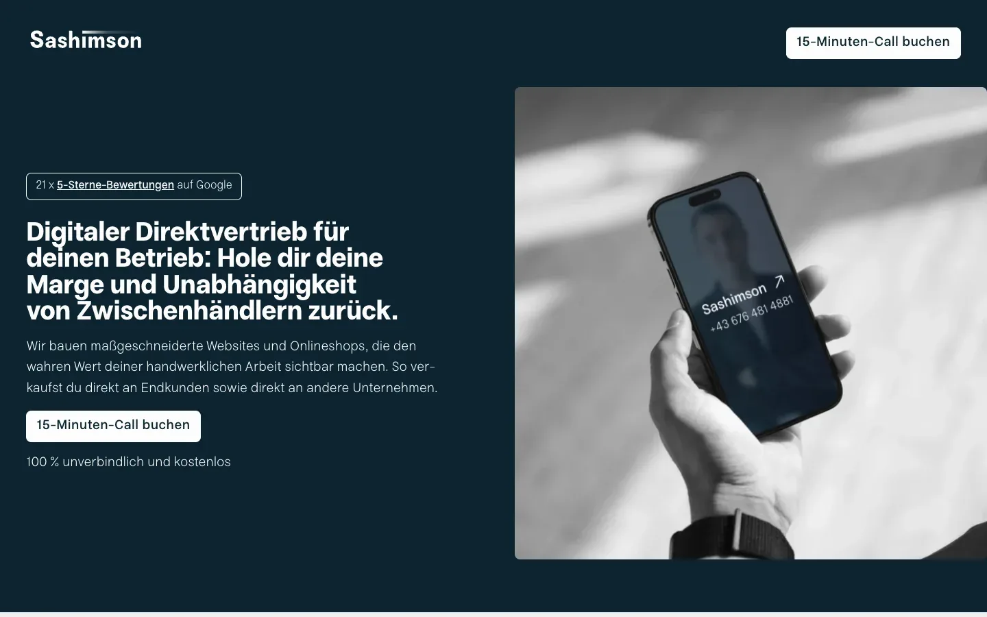 Die Startseite von Sashimson (sashimson.com) am 7. Oktober 2026