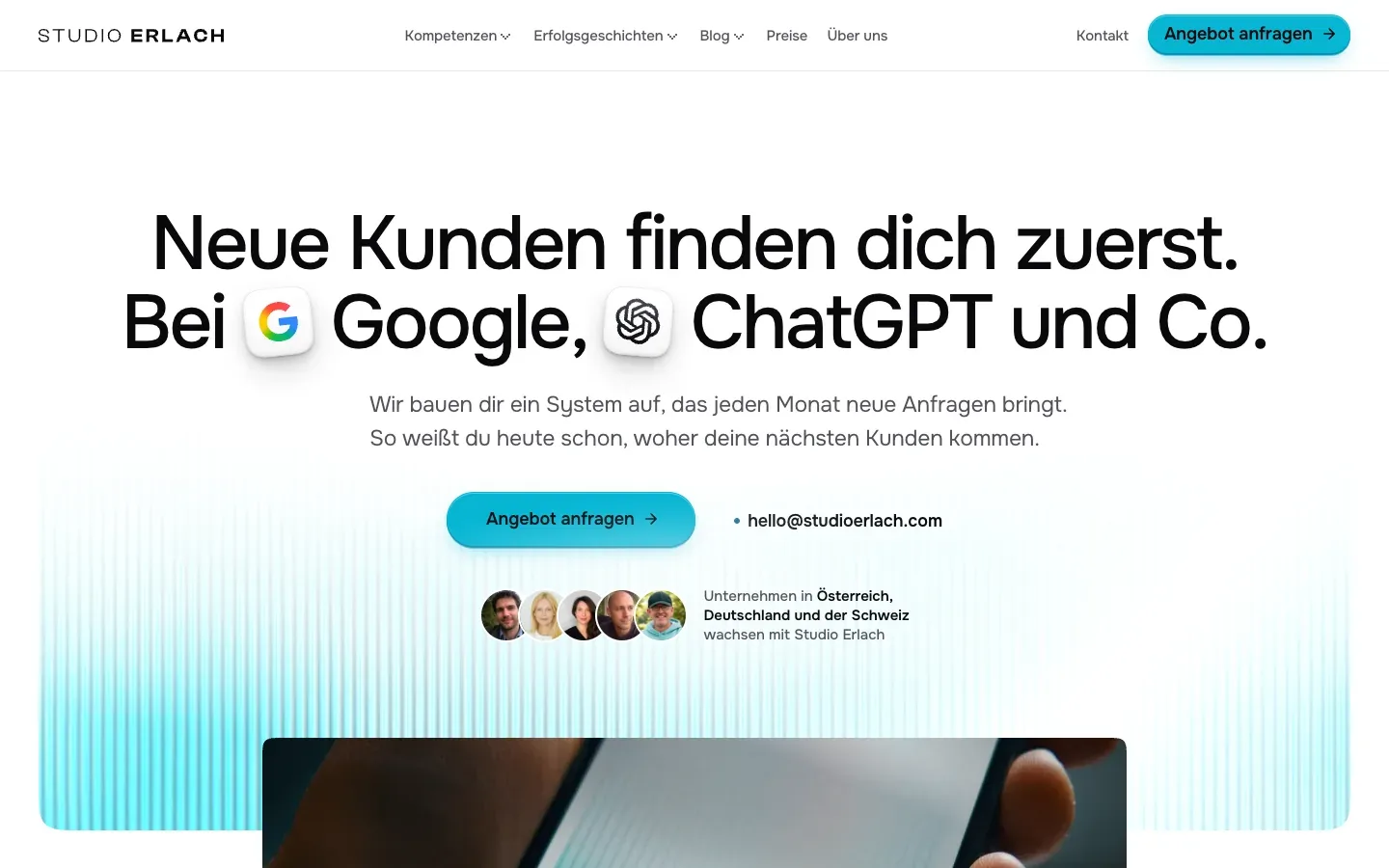 Die Startseite von Studio Erlach (studioerlach.com) am 7. Oktober 2026