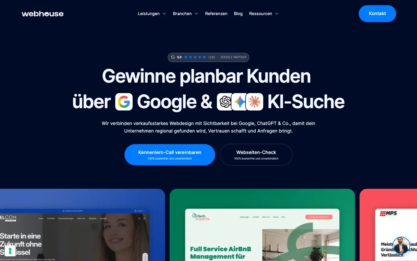 Die Startseite von webhouse (web-house.at) am 10. Oktober 2026
